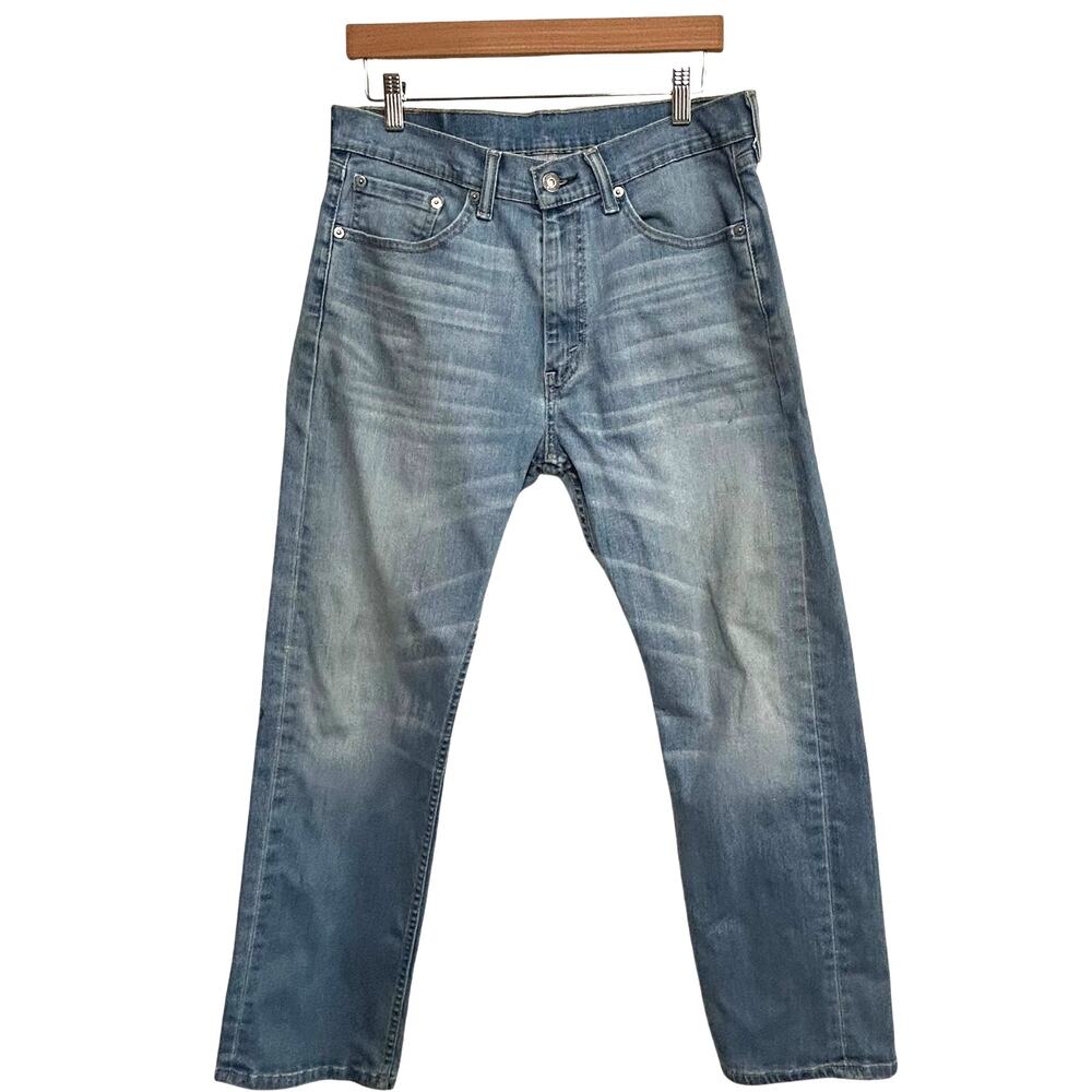 Levis 505 Red Tab Straight Leg Jeans 32x30 Light Wash Vintage Mens Faded Denim